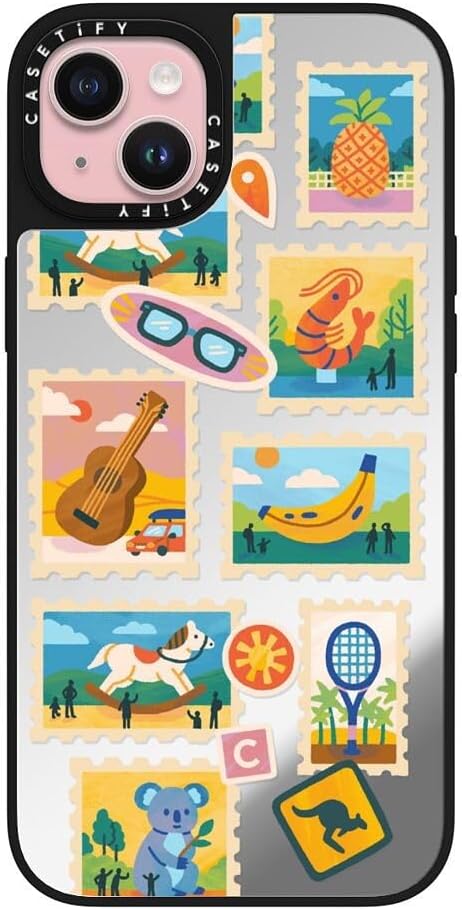 CASETiFY Mirror Case for iPhone 16 [Reflective / 4.9ft Drop Protection/Compatible with Magsafe] - Melbourne Stickers - Silver On Black