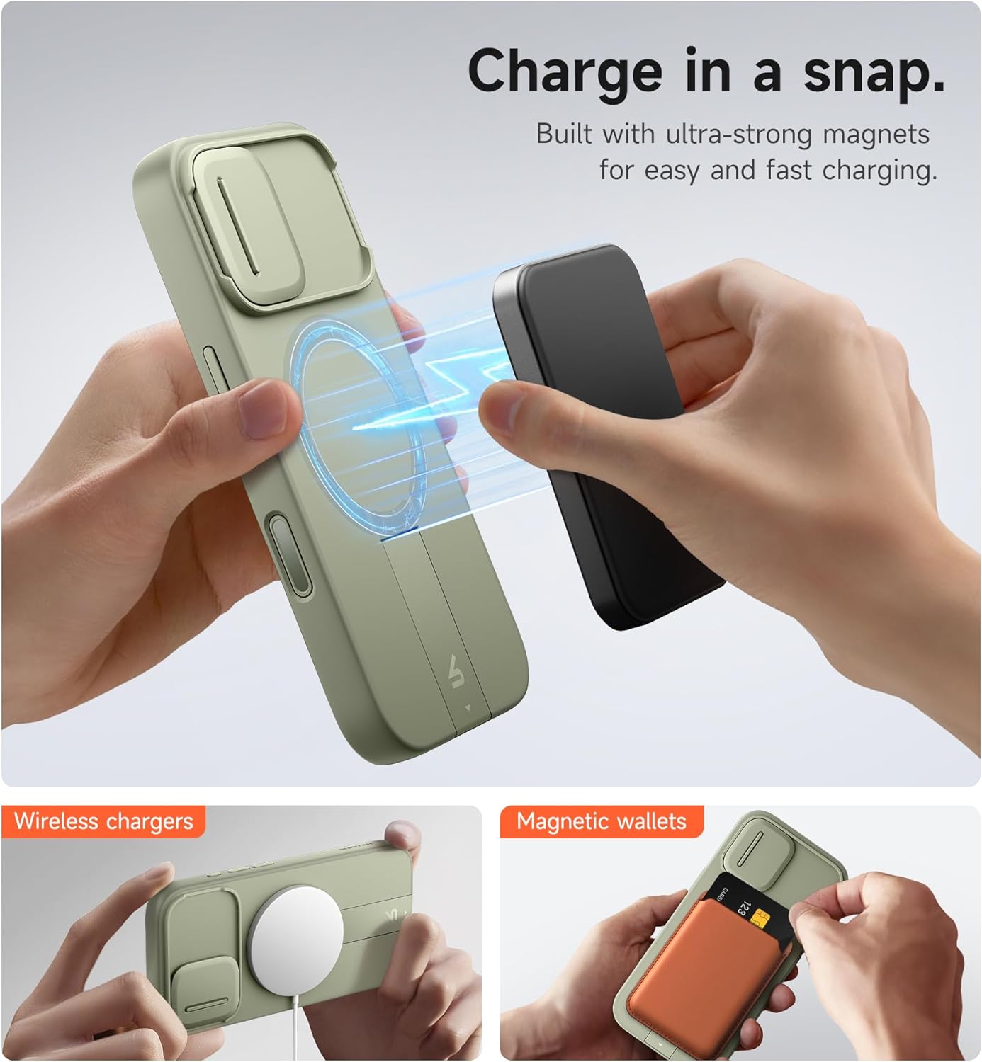 SURITCH for iPhone 12/12 Pro Case with Magnetic Camera Slide Cover and Adjustable Kickstand, Compatible with MagSafe, Shockproof Bumper Case Slim Protective Cover for iPhone 12/12 Pro 6.1 Inch, Black