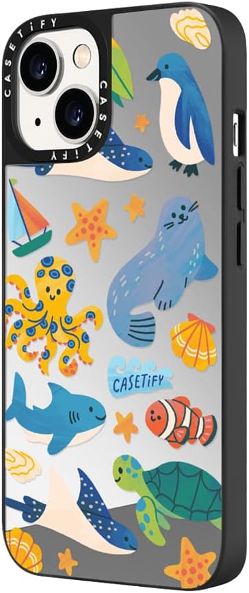 CASETiFY Mirror Case for iPhone 16 [Reflective / 4.9ft Drop Protection/Compatible with Magsafe] - Melbourne Stickers - Silver On Black