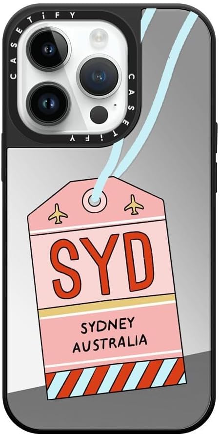 CASETiFY Mirror Case for iPhone 16 [Reflective / 4.9ft Drop Protection/Compatible with Magsafe] - Melbourne Stickers - Silver On Black