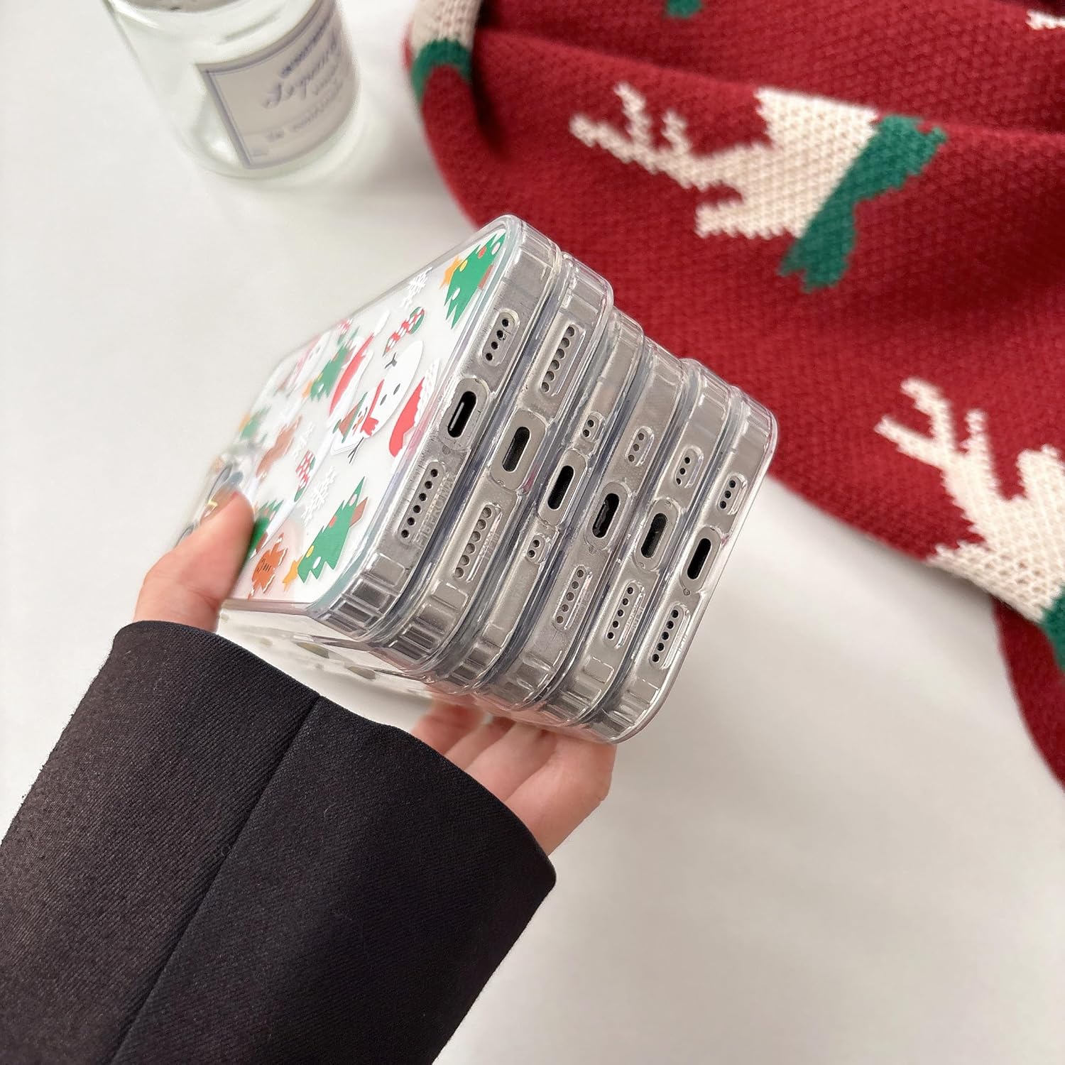 UEEBAI Christmas Phone Case for iPhone 16, Cute Merry Christmas Pattern Case Compatible with Magsafe Red Xmas Santa Tree Candy Pattern Cover for Women and Girls - Elk