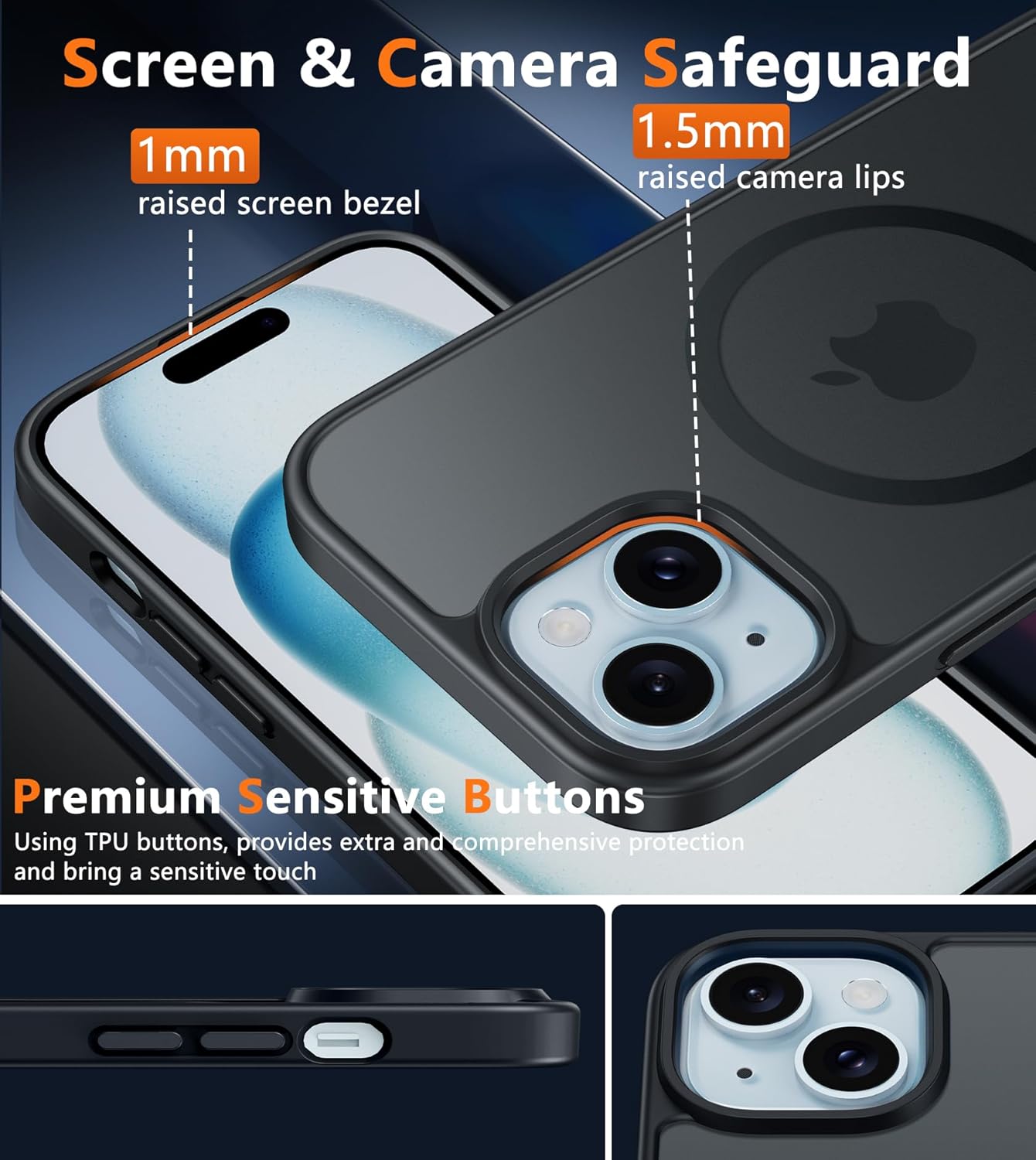 FNTCASE for iPhone 12 Phone Case: for iPhone 12 Pro Magnetic Matte Textured Military Grade Drop Protection Translucent Cell Cover - Slim Durable Shockproof Protective Bumper