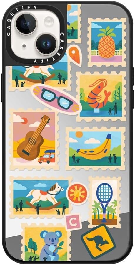 CASETiFY Mirror Case for iPhone 16 [Reflective / 4.9ft Drop Protection/Compatible with Magsafe] - Melbourne Stickers - Silver On Black