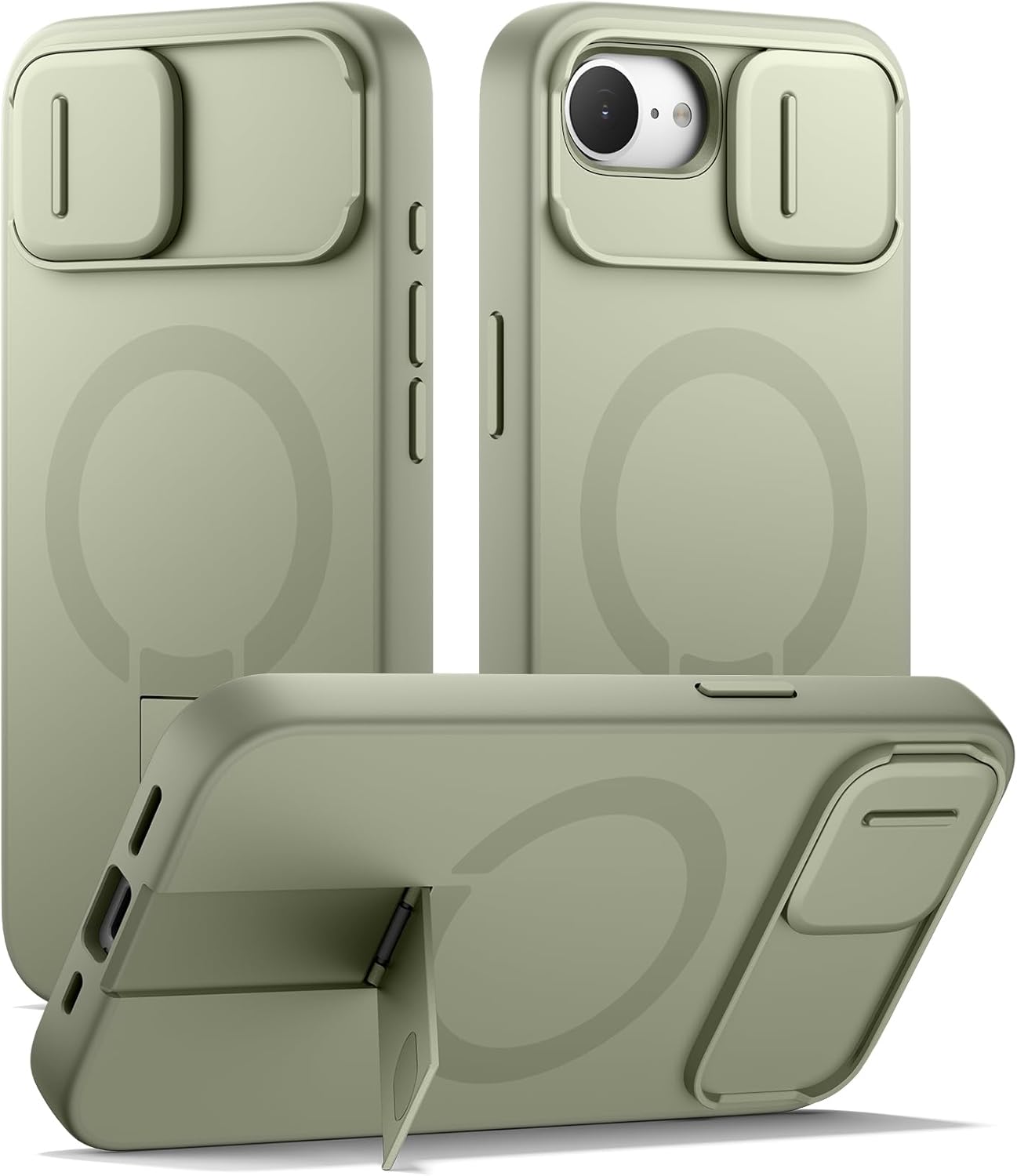 SURITCH for iPhone 12/12 Pro Case with Magnetic Camera Slide Cover and Adjustable Kickstand, Compatible with MagSafe, Shockproof Bumper Case Slim Protective Cover for iPhone 12/12 Pro 6.1 Inch, Black