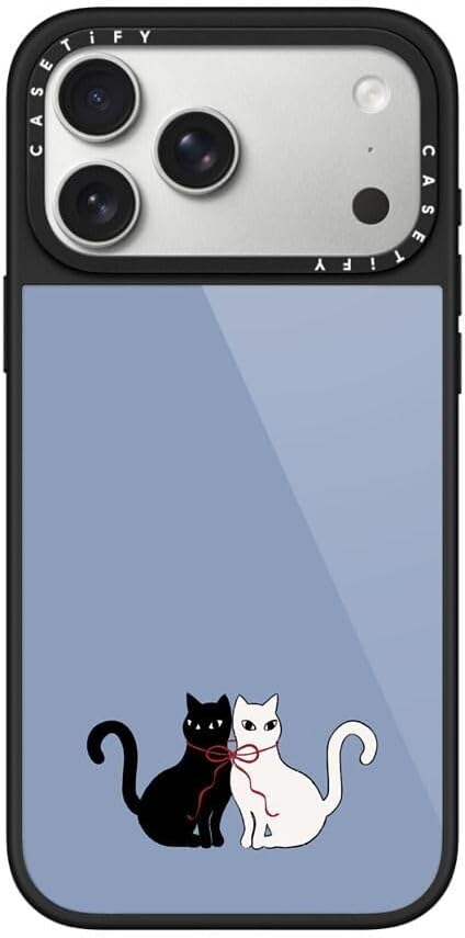 CASETiFY Glaze iPhone 17 Pro Max Case [Glossy Finish/Compatible with Magsafe / 4.9 ft. 1X Military Grade Drop Protection] - Bow Cats - Black