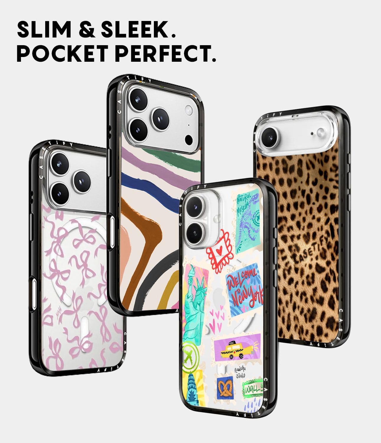 CASETiFY Compact iPhone 17 Pro Max Case [Slim and Sleek/Compatible with Magsafe / 4 ft. 2X Military Grade Drop Protection] - Fierce Tiger - Clear Black