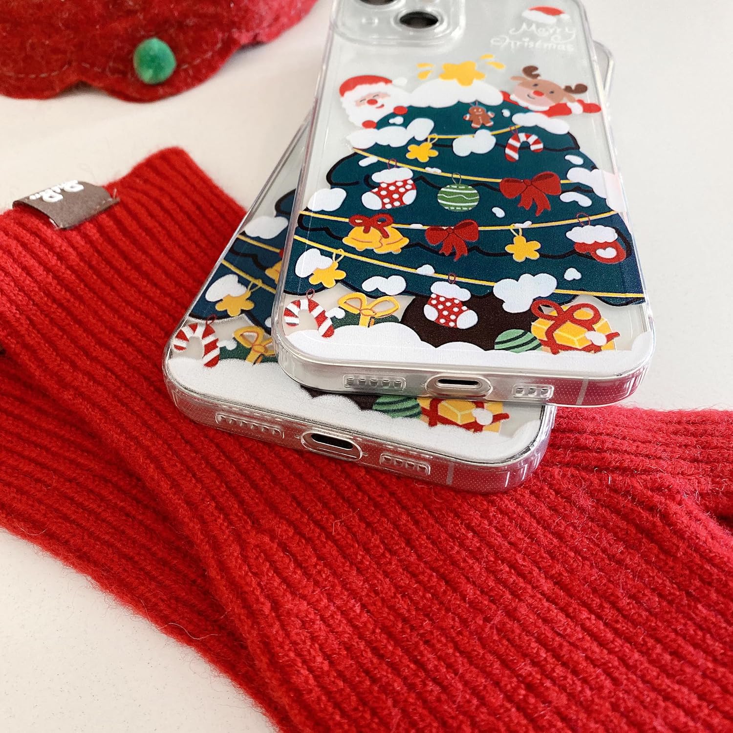 UEEBAI Christmas Phone Case for iPhone 16, Cute Merry Christmas Pattern Case Compatible with Magsafe Red Xmas Santa Tree Candy Pattern Cover for Women and Girls - Elk