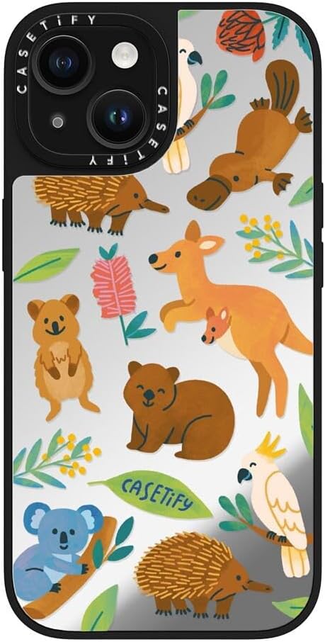 CASETiFY Mirror Case for iPhone 16 [Reflective / 4.9ft Drop Protection/Compatible with Magsafe] - Melbourne Stickers - Silver On Black