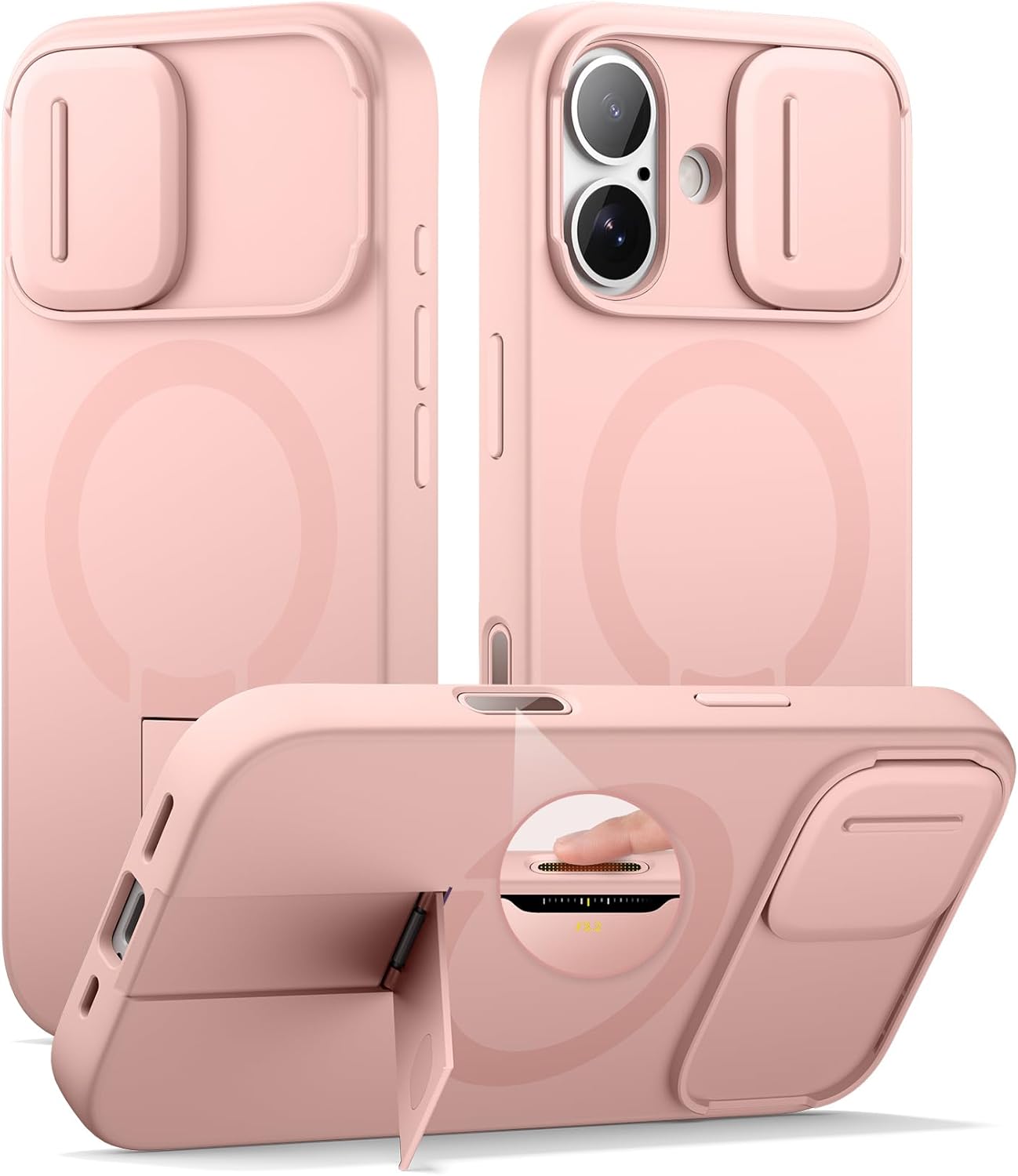 SURITCH for iPhone 12/12 Pro Case with Magnetic Camera Slide Cover and Adjustable Kickstand, Compatible with MagSafe, Shockproof Bumper Case Slim Protective Cover for iPhone 12/12 Pro 6.1 Inch, Black