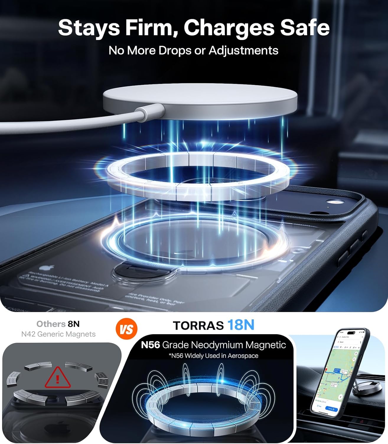 TORRAS Q3 360 Spin for iPhone 17 Pro Max Case Magnetic Stand, Compatible with Magsafe, Military Grade Protection, Camera Control, Built-in Kickstand 17 Pro Max Phone Case 6.9'', Clear