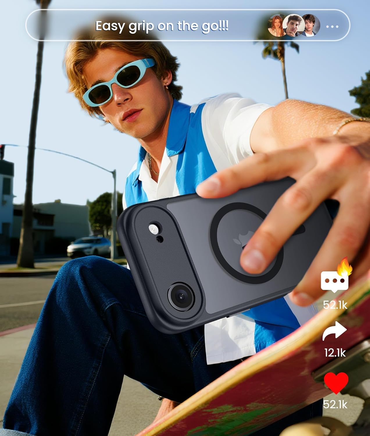 FNTCASE for iPhone 12 Phone Case: for iPhone 12 Pro Magnetic Matte Textured Military Grade Drop Protection Translucent Cell Cover - Slim Durable Shockproof Protective Bumper