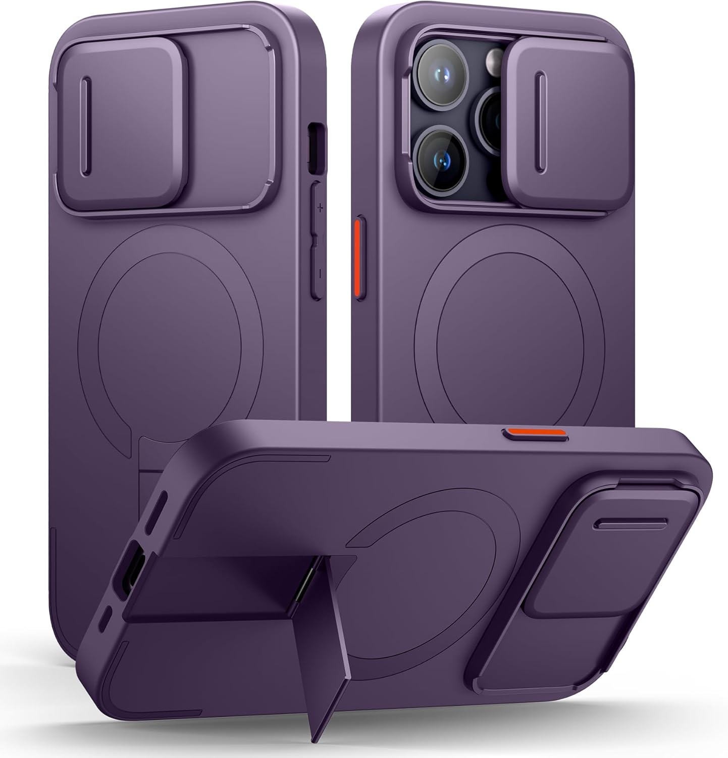 SURITCH for iPhone 12/12 Pro Case with Magnetic Camera Slide Cover and Adjustable Kickstand, Compatible with MagSafe, Shockproof Bumper Case Slim Protective Cover for iPhone 12/12 Pro 6.1 Inch, Black