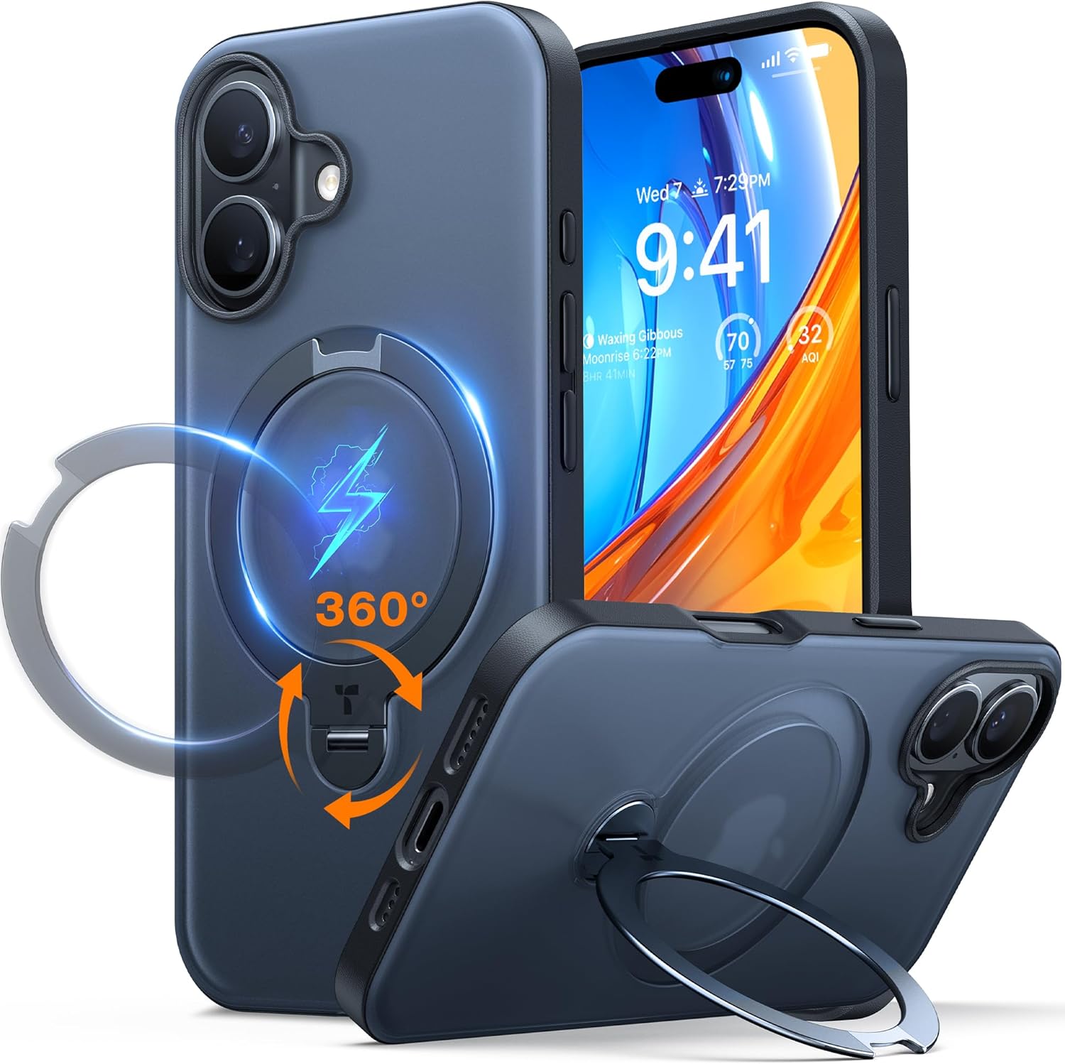 TORRAS Q3 360 Spin for iPhone 17 Pro Max Case Magnetic Stand, Compatible with Magsafe, Military Grade Protection, Camera Control, Built-in Kickstand 17 Pro Max Phone Case 6.9'', Clear