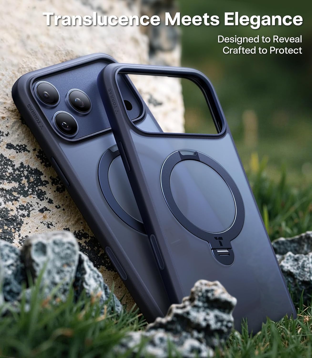 TORRAS Q3 360 Spin for iPhone 17 Pro Max Case Magnetic Stand, Compatible with Magsafe, Military Grade Protection, Camera Control, Built-in Kickstand 17 Pro Max Phone Case 6.9'', Clear