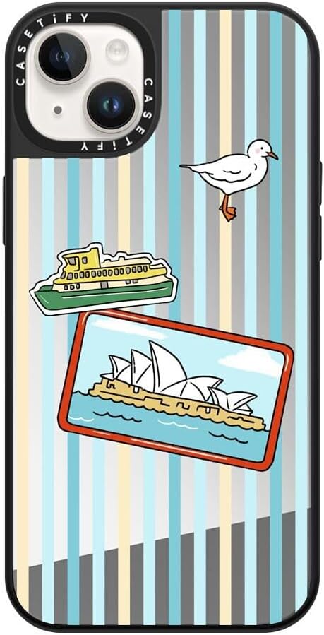 CASETiFY Mirror Case for iPhone 16 [Reflective / 4.9ft Drop Protection/Compatible with Magsafe] - Melbourne Stickers - Silver On Black