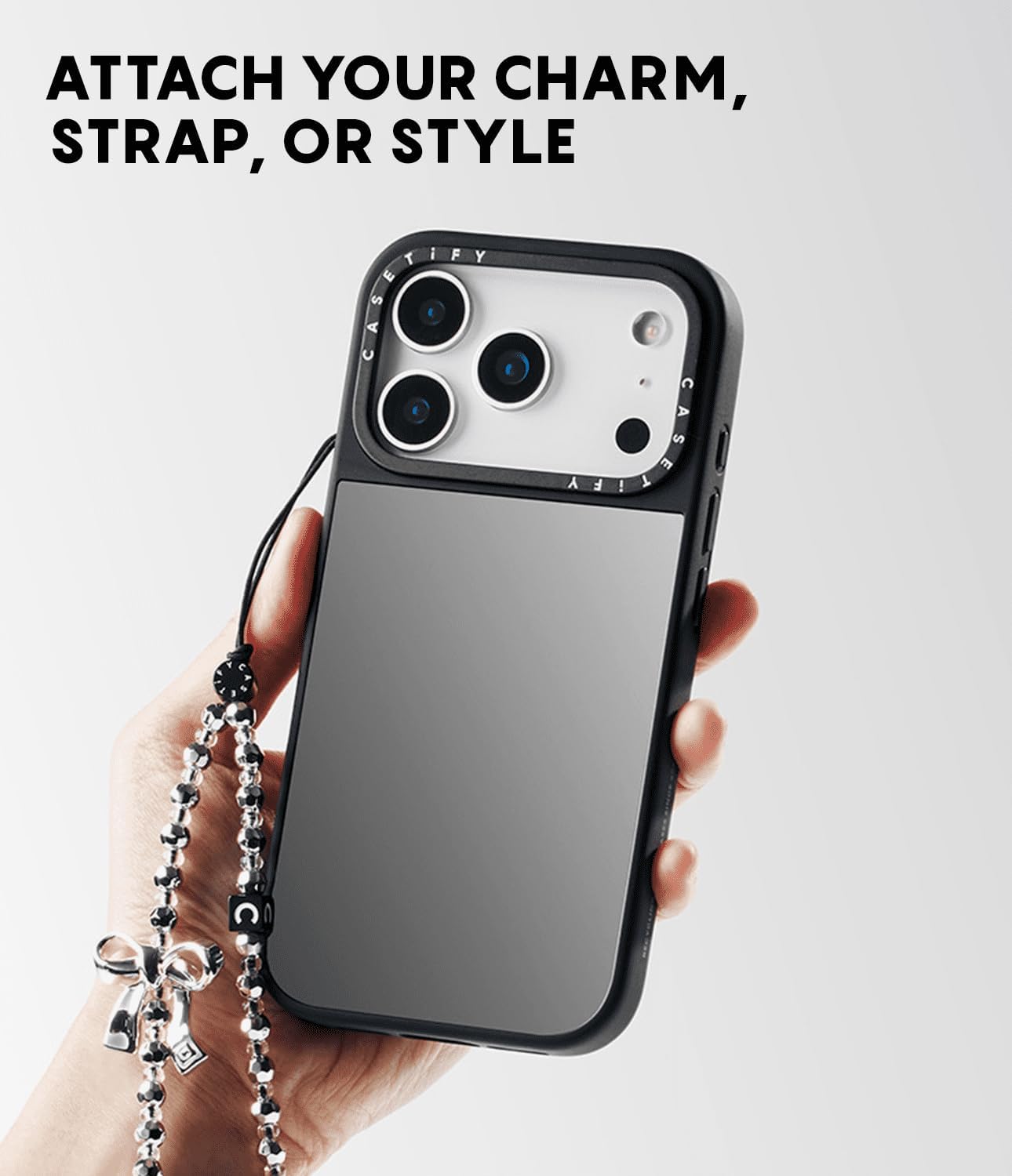 CASETiFY Mirror Case for iPhone 16 [Reflective / 4.9ft Drop Protection/Compatible with Magsafe] - Melbourne Stickers - Silver On Black