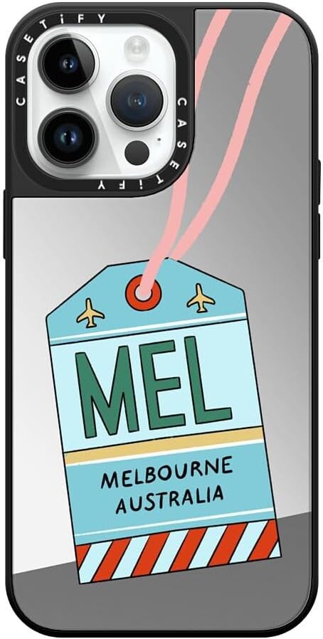 CASETiFY Mirror Case for iPhone 16 [Reflective / 4.9ft Drop Protection/Compatible with Magsafe] - Melbourne Stickers - Silver On Black