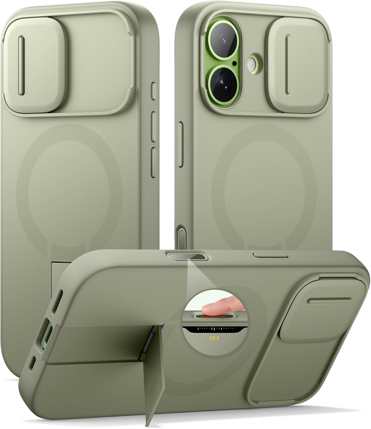 SURITCH for iPhone 12/12 Pro Case with Magnetic Camera Slide Cover and Adjustable Kickstand, Compatible with MagSafe, Shockproof Bumper Case Slim Protective Cover for iPhone 12/12 Pro 6.1 Inch, Black