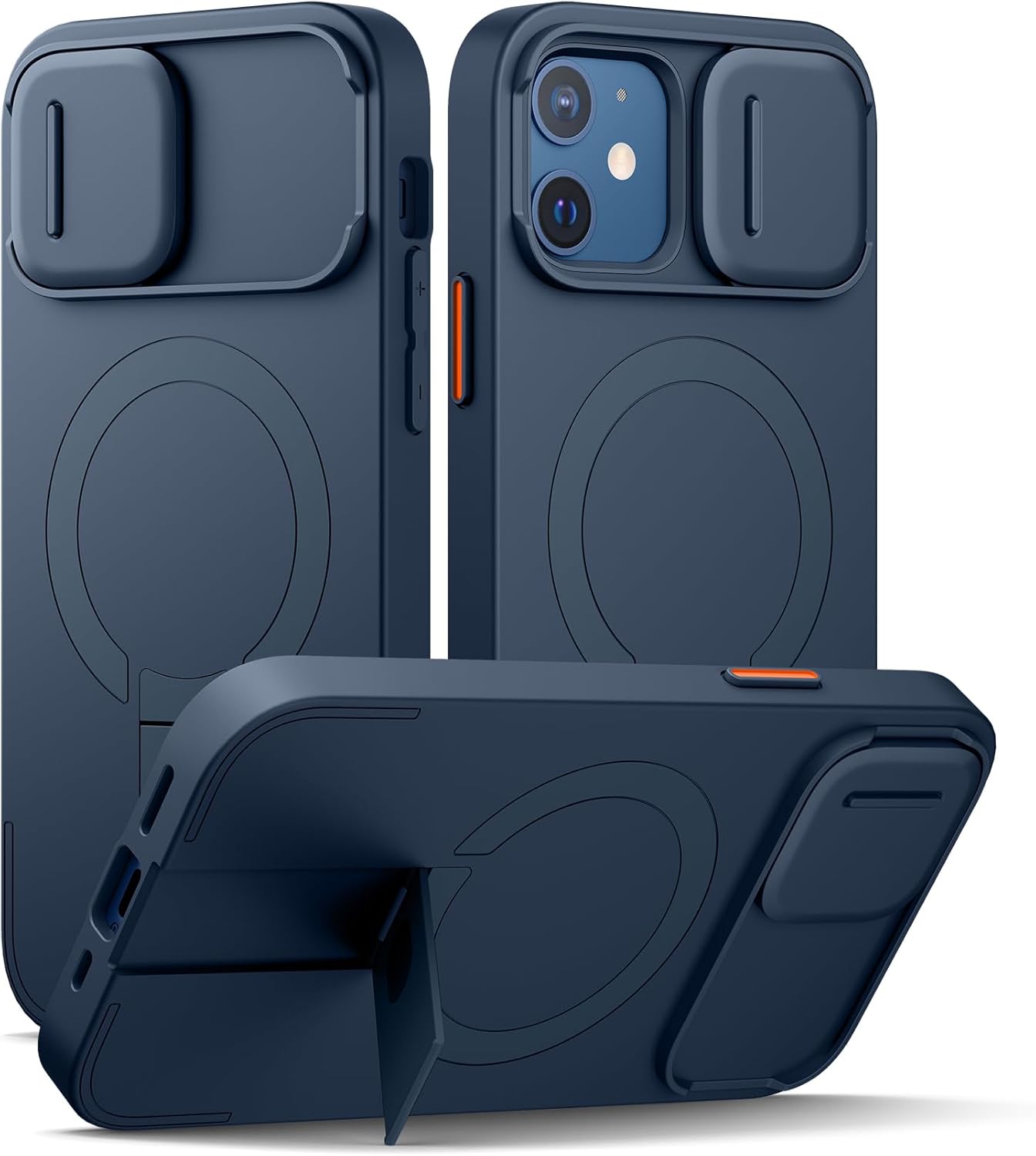 SURITCH for iPhone 12/12 Pro Case with Magnetic Camera Slide Cover and Adjustable Kickstand, Compatible with MagSafe, Shockproof Bumper Case Slim Protective Cover for iPhone 12/12 Pro 6.1 Inch, Black