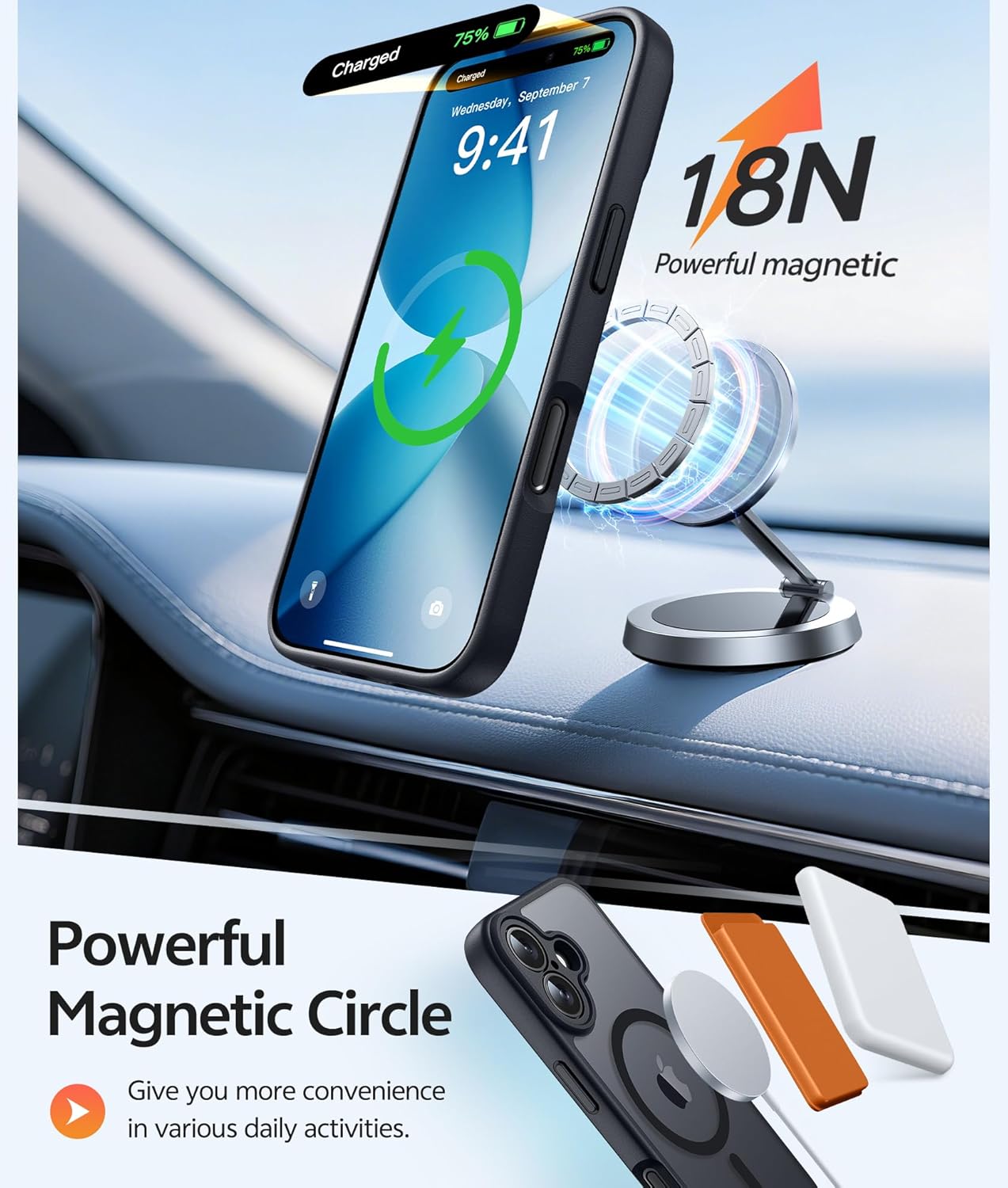 FNTCASE for iPhone 12 Phone Case: for iPhone 12 Pro Magnetic Matte Textured Military Grade Drop Protection Translucent Cell Cover - Slim Durable Shockproof Protective Bumper