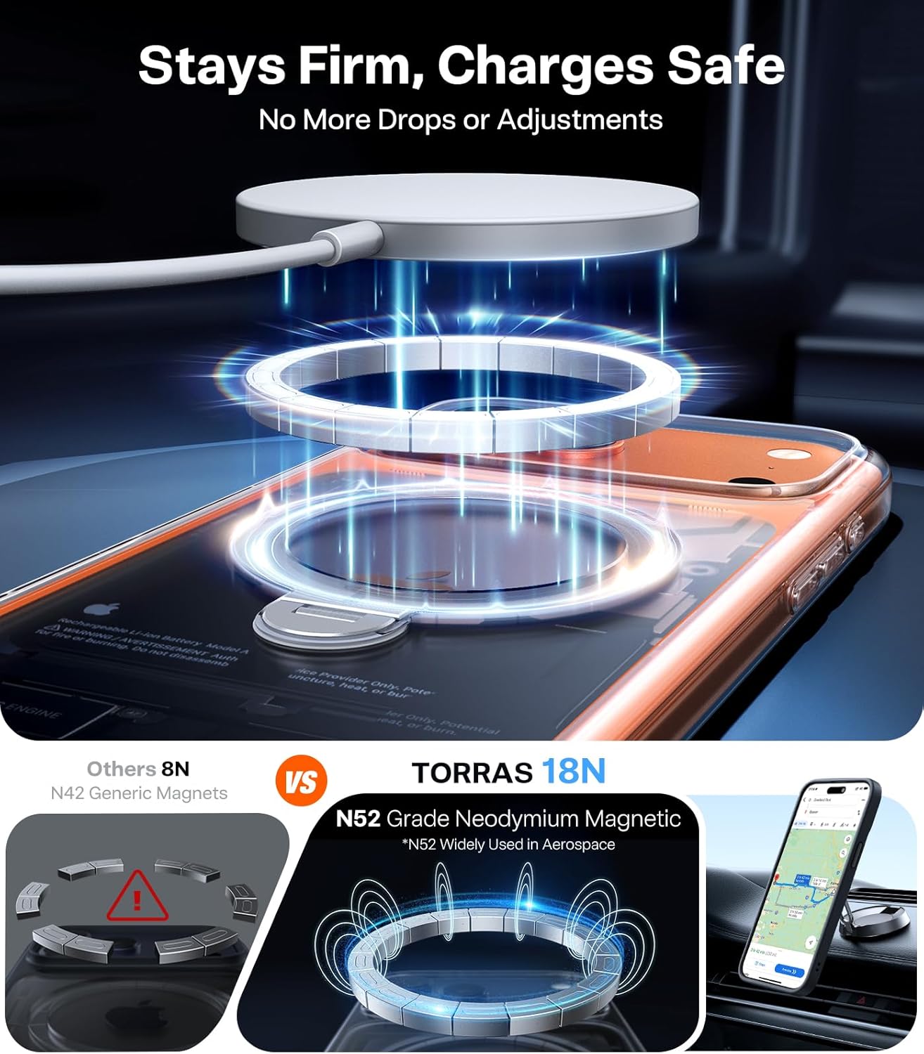 TORRAS Q3 360 Spin for iPhone 17 Pro Max Case Magnetic Stand, Compatible with Magsafe, Military Grade Protection, Camera Control, Built-in Kickstand 17 Pro Max Phone Case 6.9'', Clear