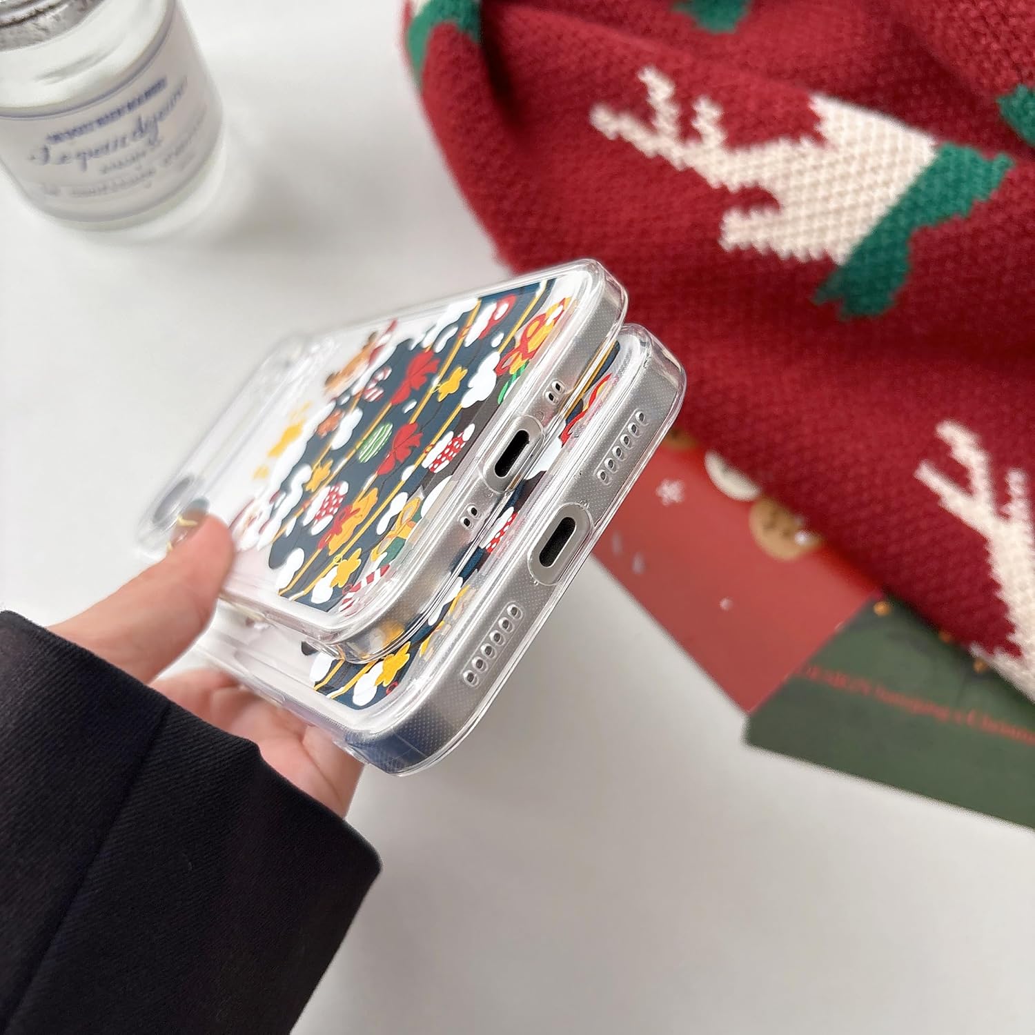 UEEBAI Christmas Phone Case for iPhone 16, Cute Merry Christmas Pattern Case Compatible with Magsafe Red Xmas Santa Tree Candy Pattern Cover for Women and Girls - Elk