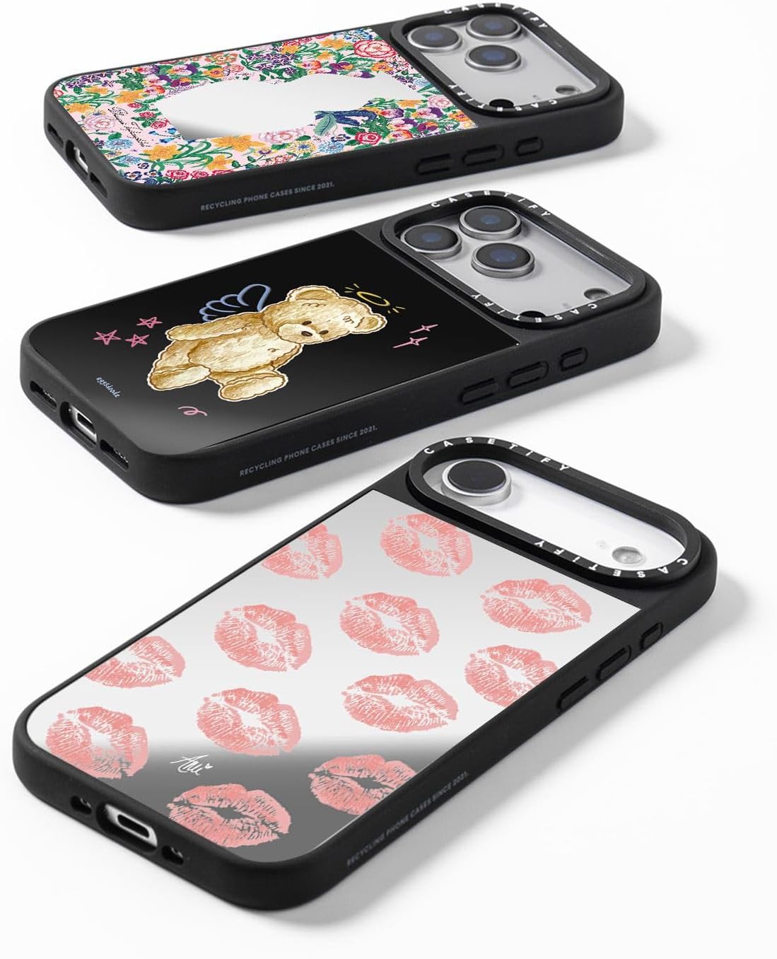 CASETiFY Mirror Case for iPhone 16 [Reflective / 4.9ft Drop Protection/Compatible with Magsafe] - Melbourne Stickers - Silver On Black