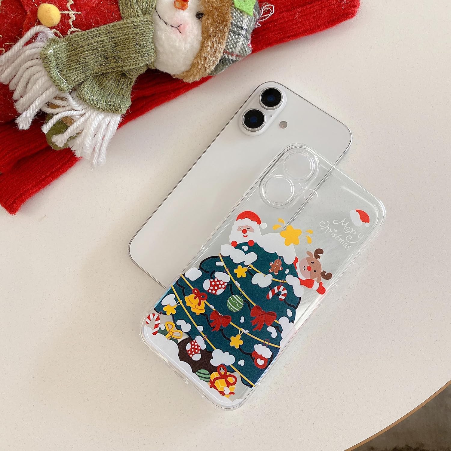 UEEBAI Christmas Phone Case for iPhone 16, Cute Merry Christmas Pattern Case Compatible with Magsafe Red Xmas Santa Tree Candy Pattern Cover for Women and Girls - Elk