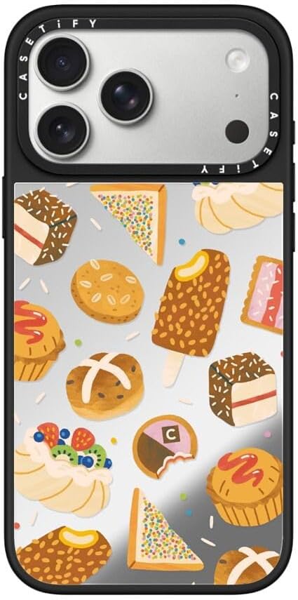 CASETiFY Mirror Case for iPhone 16 [Reflective / 4.9ft Drop Protection/Compatible with Magsafe] - Melbourne Stickers - Silver On Black