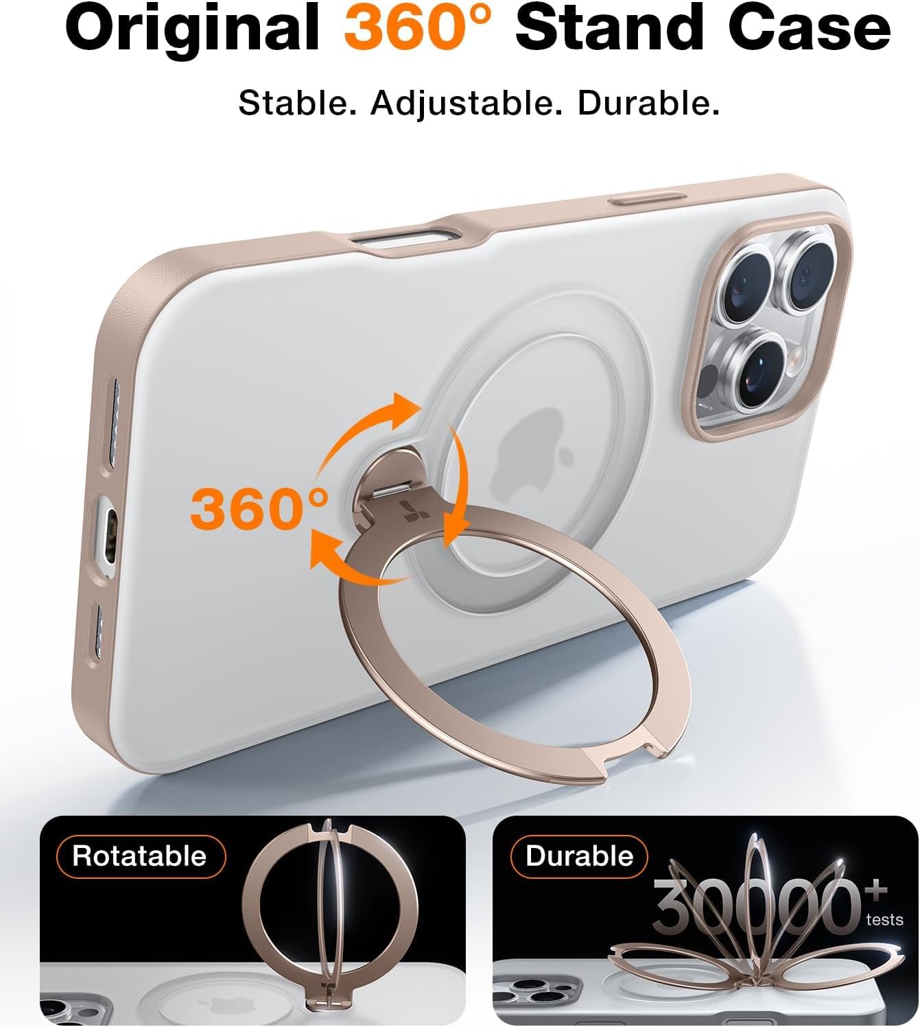 TORRAS Q3 360 Spin for iPhone 17 Pro Max Case Magnetic Stand, Compatible with Magsafe, Military Grade Protection, Camera Control, Built-in Kickstand 17 Pro Max Phone Case 6.9'', Clear