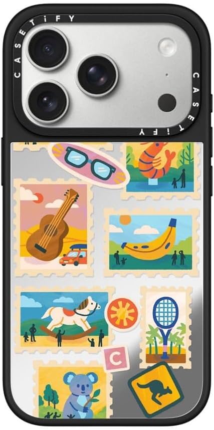 CASETiFY Mirror Case for iPhone 16 [Reflective / 4.9ft Drop Protection/Compatible with Magsafe] - Melbourne Stickers - Silver On Black