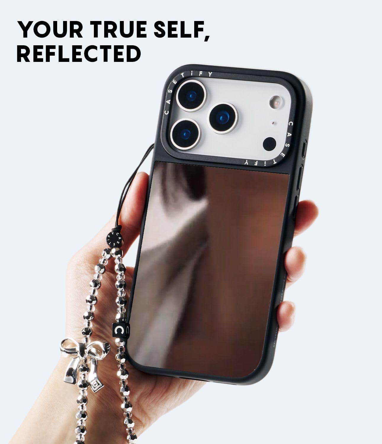 CASETiFY Mirror Case for iPhone 16 [Reflective / 4.9ft Drop Protection/Compatible with Magsafe] - Melbourne Stickers - Silver On Black