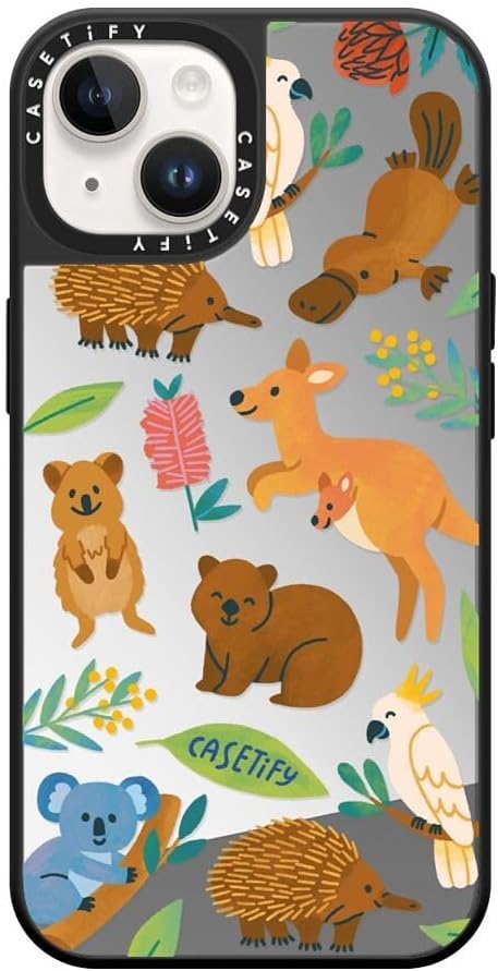 CASETiFY Mirror Case for iPhone 16 [Reflective / 4.9ft Drop Protection/Compatible with Magsafe] - Melbourne Stickers - Silver On Black