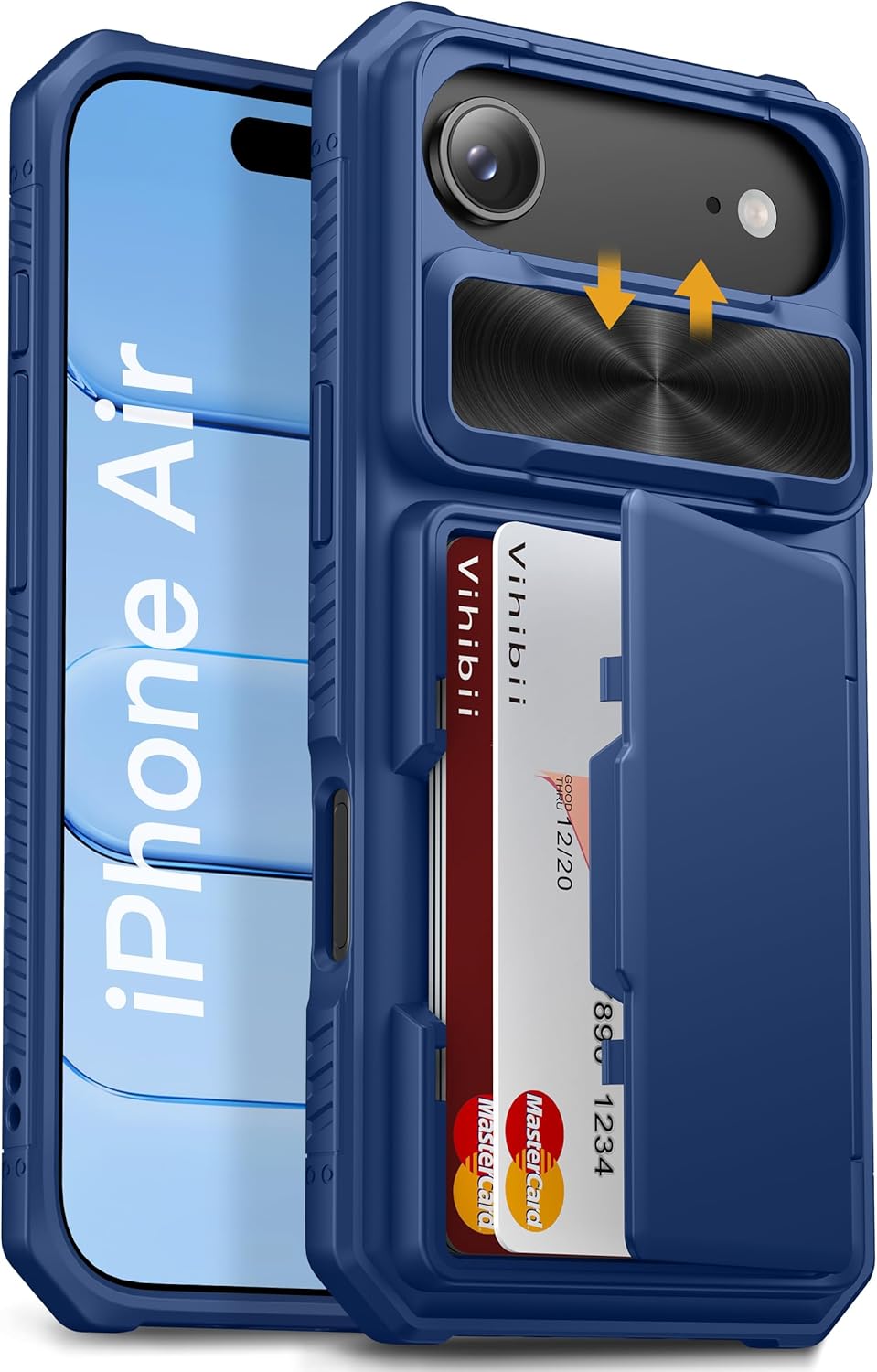 Vihibii for iPhone 17 Pro Case Wallet with Card Holder (4 Cards) [RFID Blocking] & Slide Camera Cover, Military Grade Drop Protection, Rugged Hard Back & Silicone Edge Phone Case 6.3 5G 2025, Black