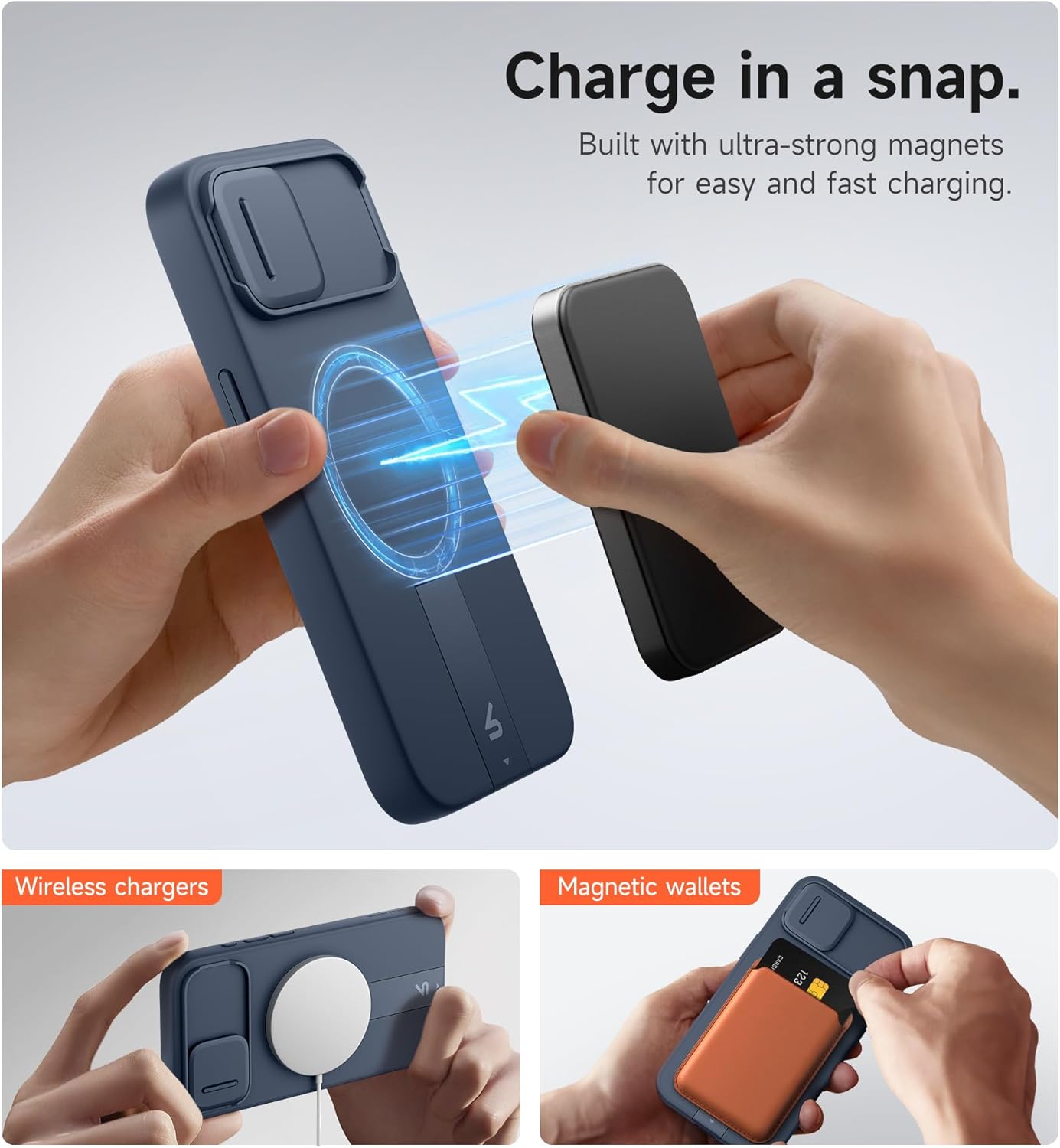 SURITCH for iPhone 12/12 Pro Case with Magnetic Camera Slide Cover and Adjustable Kickstand, Compatible with MagSafe, Shockproof Bumper Case Slim Protective Cover for iPhone 12/12 Pro 6.1 Inch, Black