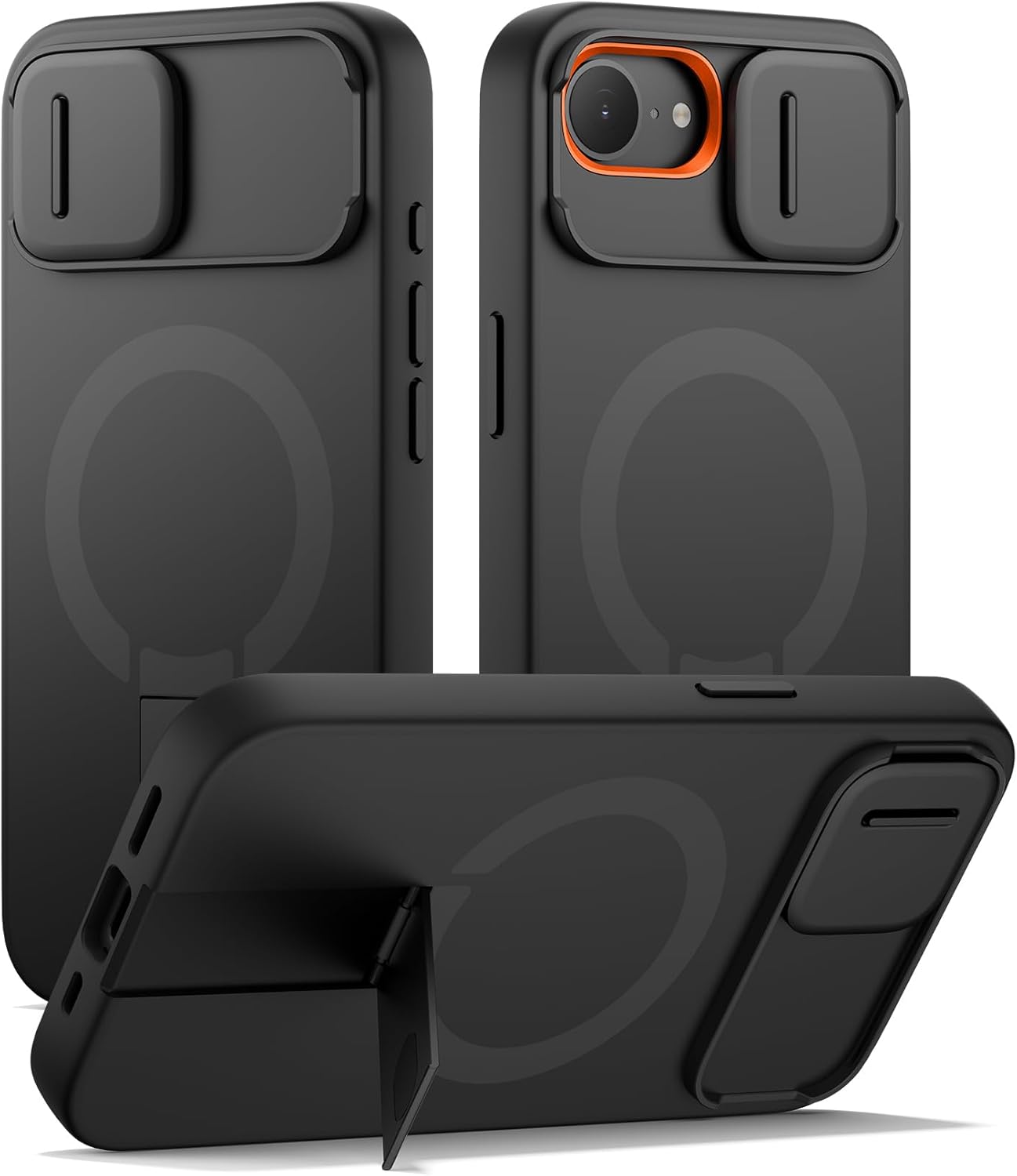 SURITCH for iPhone 12/12 Pro Case with Magnetic Camera Slide Cover and Adjustable Kickstand, Compatible with MagSafe, Shockproof Bumper Case Slim Protective Cover for iPhone 12/12 Pro 6.1 Inch, Black