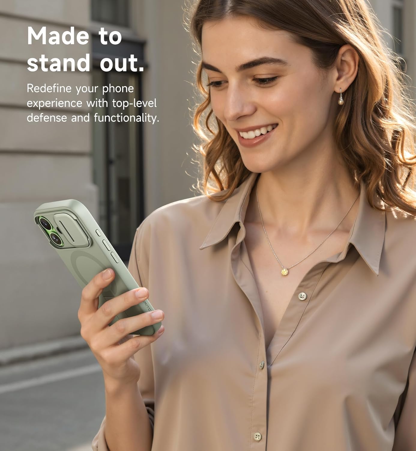 SURITCH for iPhone 12/12 Pro Case with Magnetic Camera Slide Cover and Adjustable Kickstand, Compatible with MagSafe, Shockproof Bumper Case Slim Protective Cover for iPhone 12/12 Pro 6.1 Inch, Black