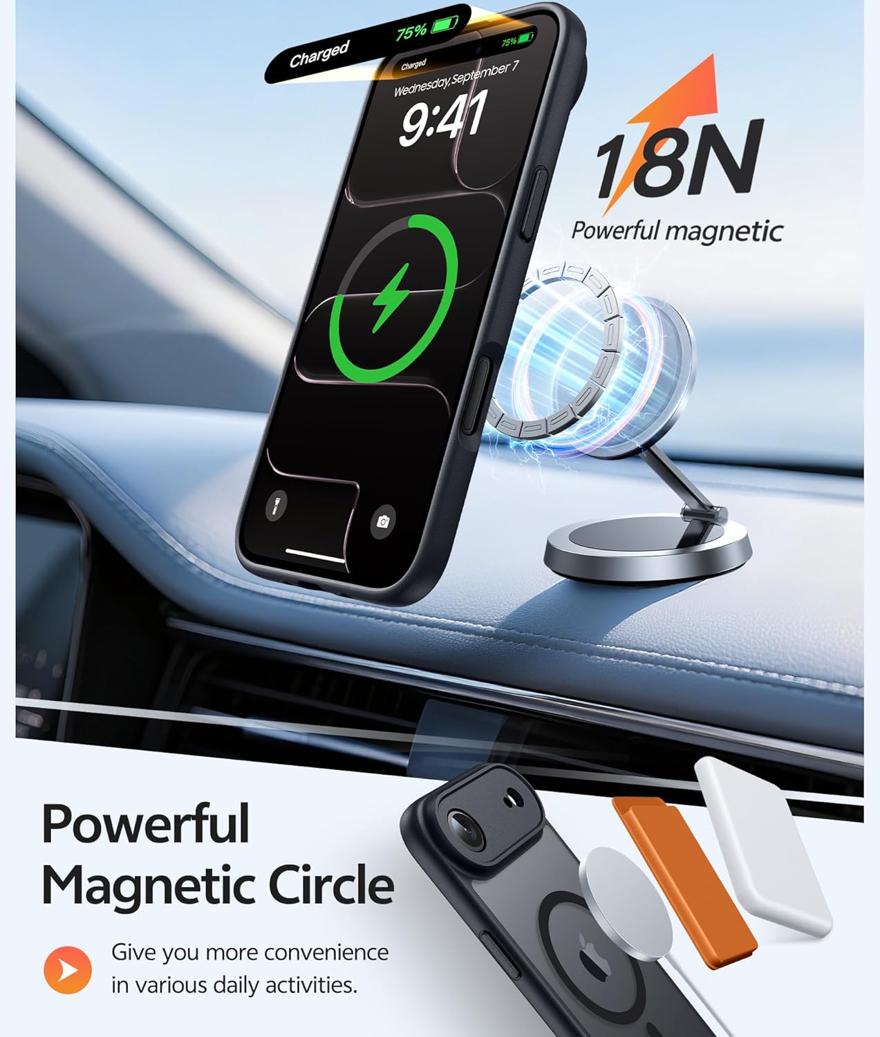 FNTCASE for iPhone 12 Phone Case: for iPhone 12 Pro Magnetic Matte Textured Military Grade Drop Protection Translucent Cell Cover - Slim Durable Shockproof Protective Bumper