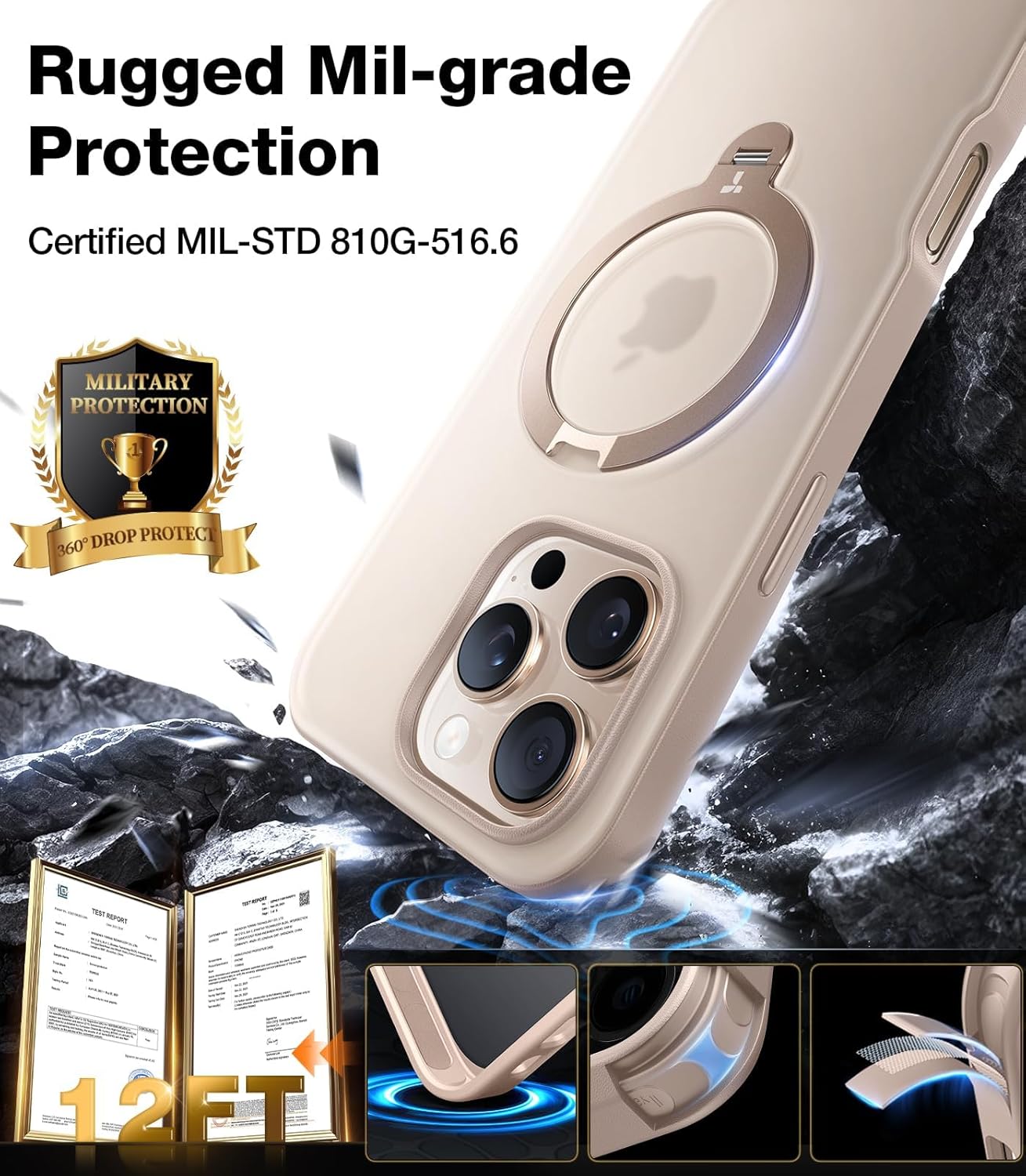 TORRAS Q3 360 Spin for iPhone 17 Pro Max Case Magnetic Stand, Compatible with Magsafe, Military Grade Protection, Camera Control, Built-in Kickstand 17 Pro Max Phone Case 6.9'', Clear