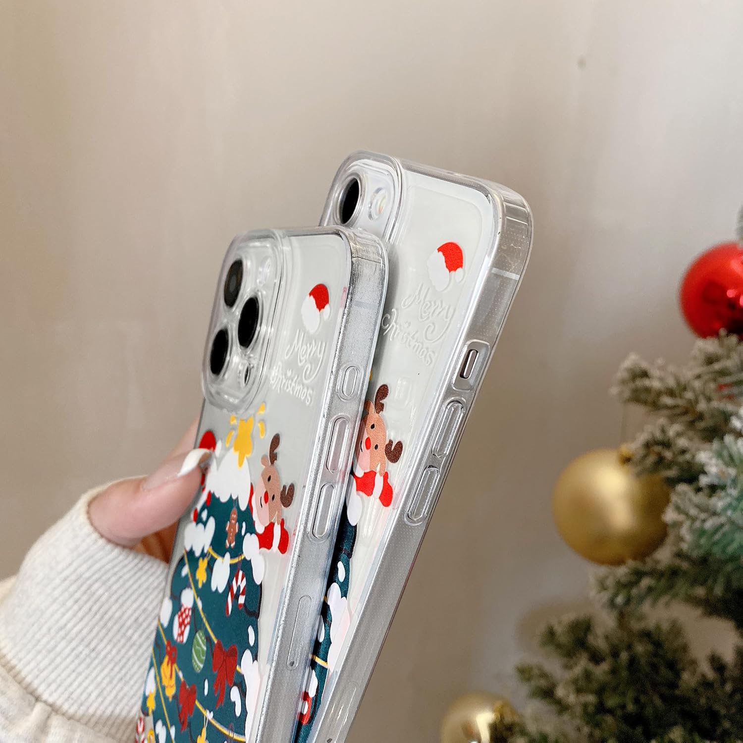 UEEBAI Christmas Phone Case for iPhone 16, Cute Merry Christmas Pattern Case Compatible with Magsafe Red Xmas Santa Tree Candy Pattern Cover for Women and Girls - Elk