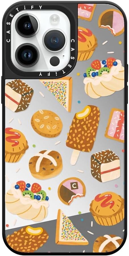 CASETiFY Mirror Case for iPhone 16 [Reflective / 4.9ft Drop Protection/Compatible with Magsafe] - Melbourne Stickers - Silver On Black