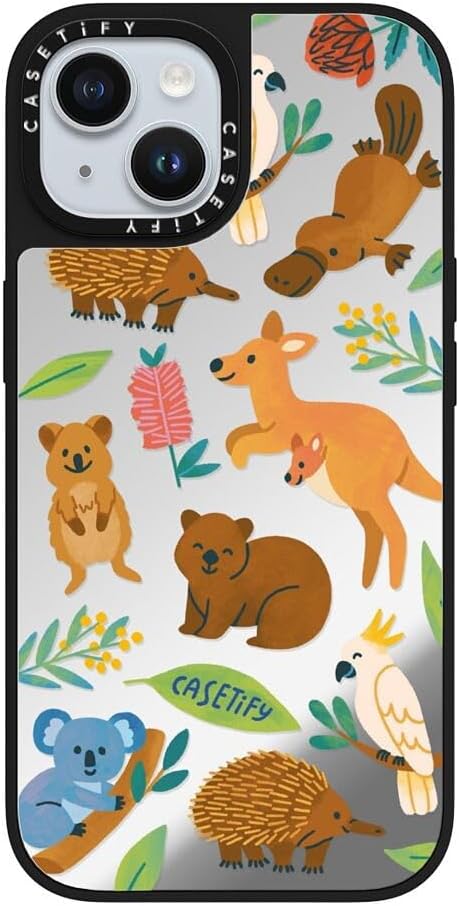 CASETiFY Mirror Case for iPhone 16 [Reflective / 4.9ft Drop Protection/Compatible with Magsafe] - Melbourne Stickers - Silver On Black