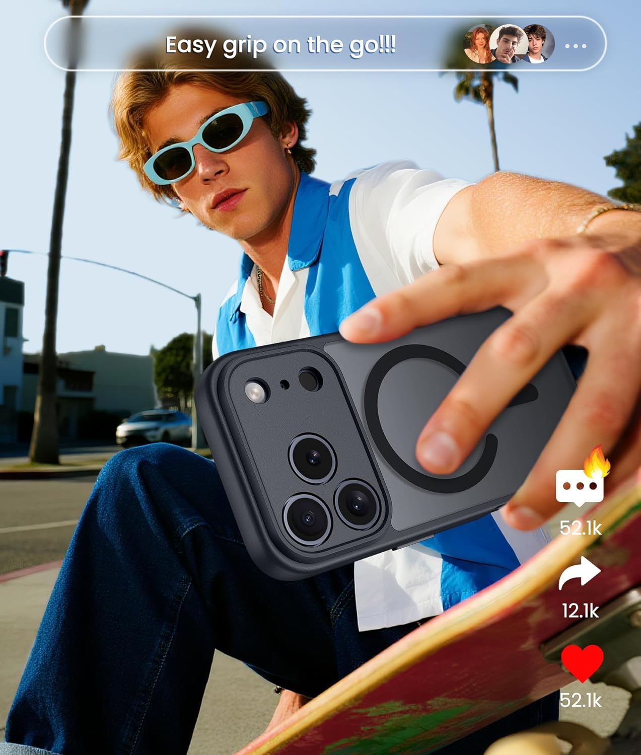 FNTCASE for iPhone 12 Phone Case: for iPhone 12 Pro Magnetic Matte Textured Military Grade Drop Protection Translucent Cell Cover - Slim Durable Shockproof Protective Bumper