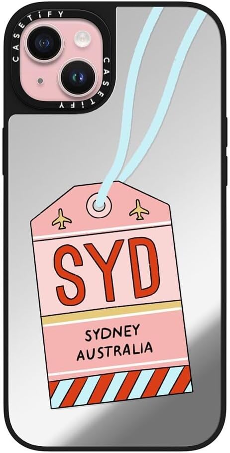 CASETiFY Mirror Case for iPhone 16 [Reflective / 4.9ft Drop Protection/Compatible with Magsafe] - Melbourne Stickers - Silver On Black