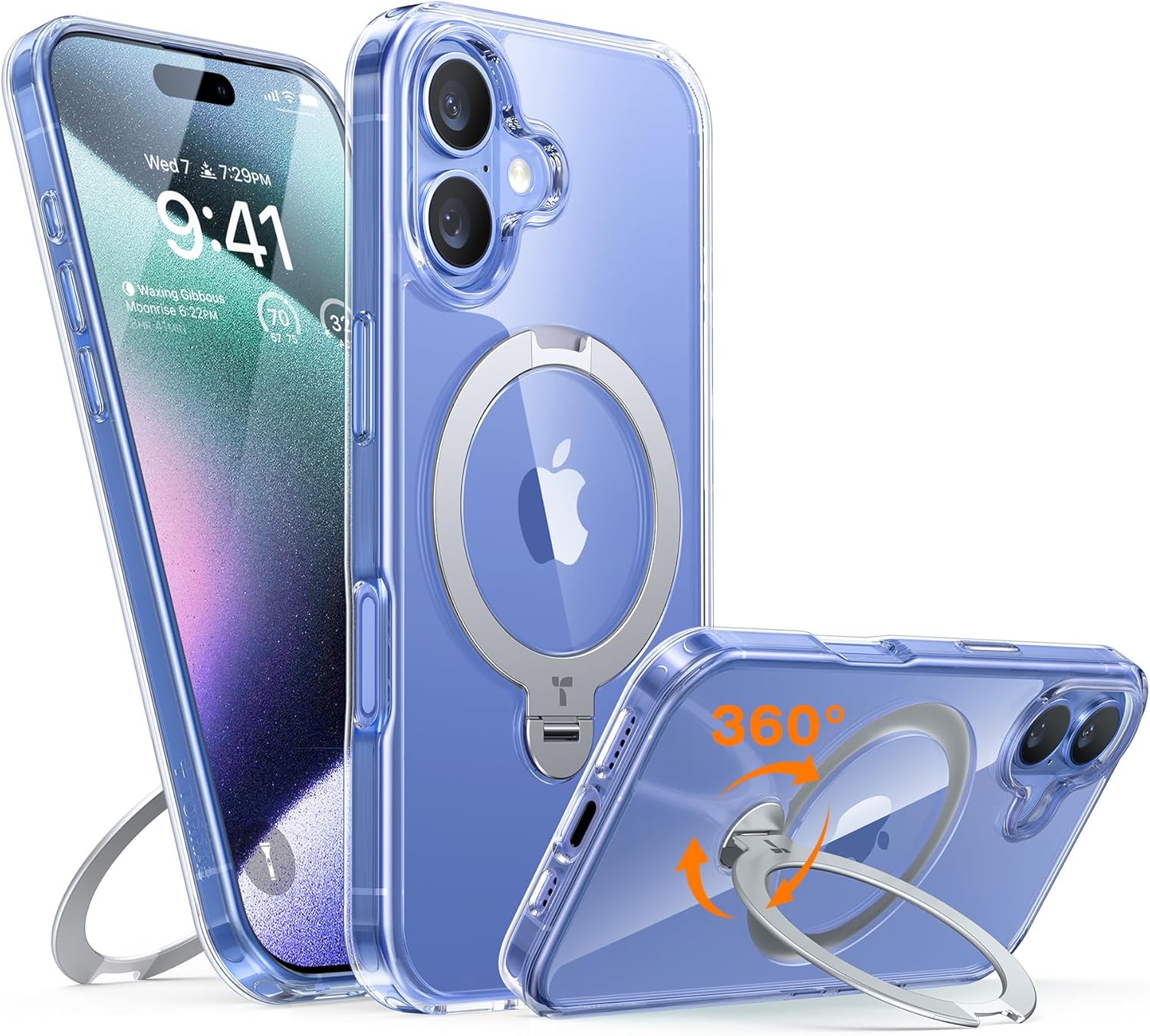 TORRAS Q3 360 Spin for iPhone 17 Pro Max Case Magnetic Stand, Compatible with Magsafe, Military Grade Protection, Camera Control, Built-in Kickstand 17 Pro Max Phone Case 6.9'', Clear