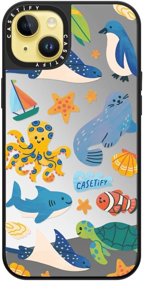 CASETiFY Mirror Case for iPhone 16 [Reflective / 4.9ft Drop Protection/Compatible with Magsafe] - Melbourne Stickers - Silver On Black