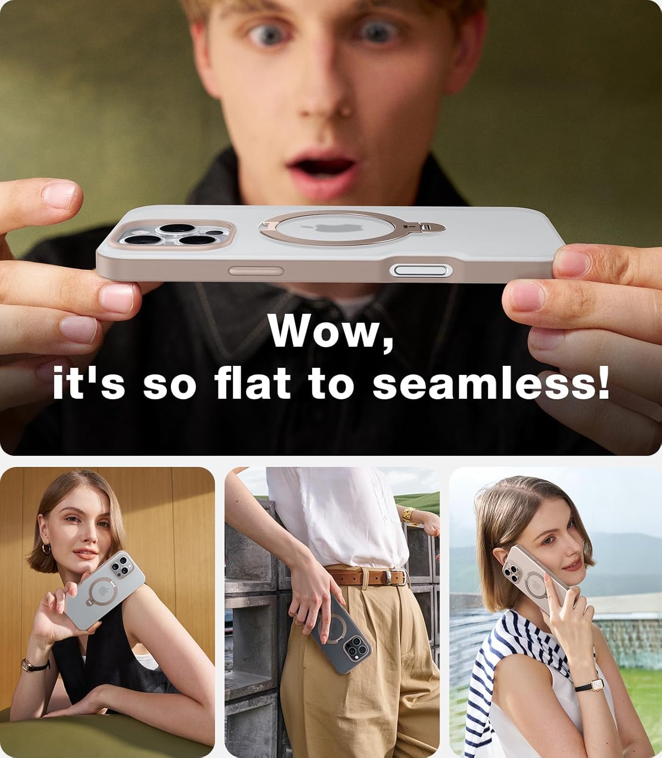 TORRAS Q3 360 Spin for iPhone 17 Pro Max Case Magnetic Stand, Compatible with Magsafe, Military Grade Protection, Camera Control, Built-in Kickstand 17 Pro Max Phone Case 6.9'', Clear