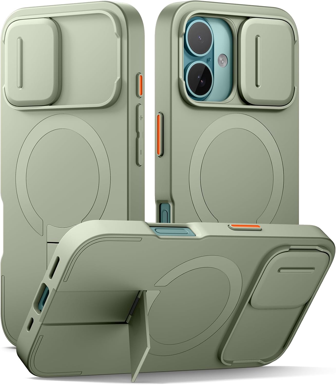 SURITCH for iPhone 12/12 Pro Case with Magnetic Camera Slide Cover and Adjustable Kickstand, Compatible with MagSafe, Shockproof Bumper Case Slim Protective Cover for iPhone 12/12 Pro 6.1 Inch, Black