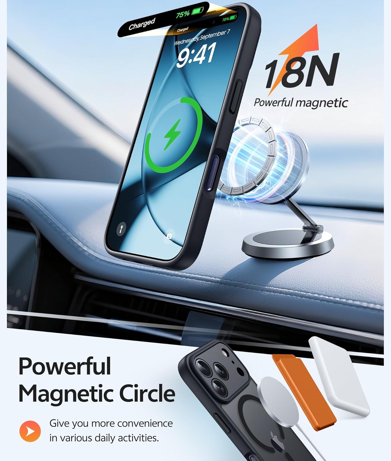 FNTCASE for iPhone 12 Phone Case: for iPhone 12 Pro Magnetic Matte Textured Military Grade Drop Protection Translucent Cell Cover - Slim Durable Shockproof Protective Bumper