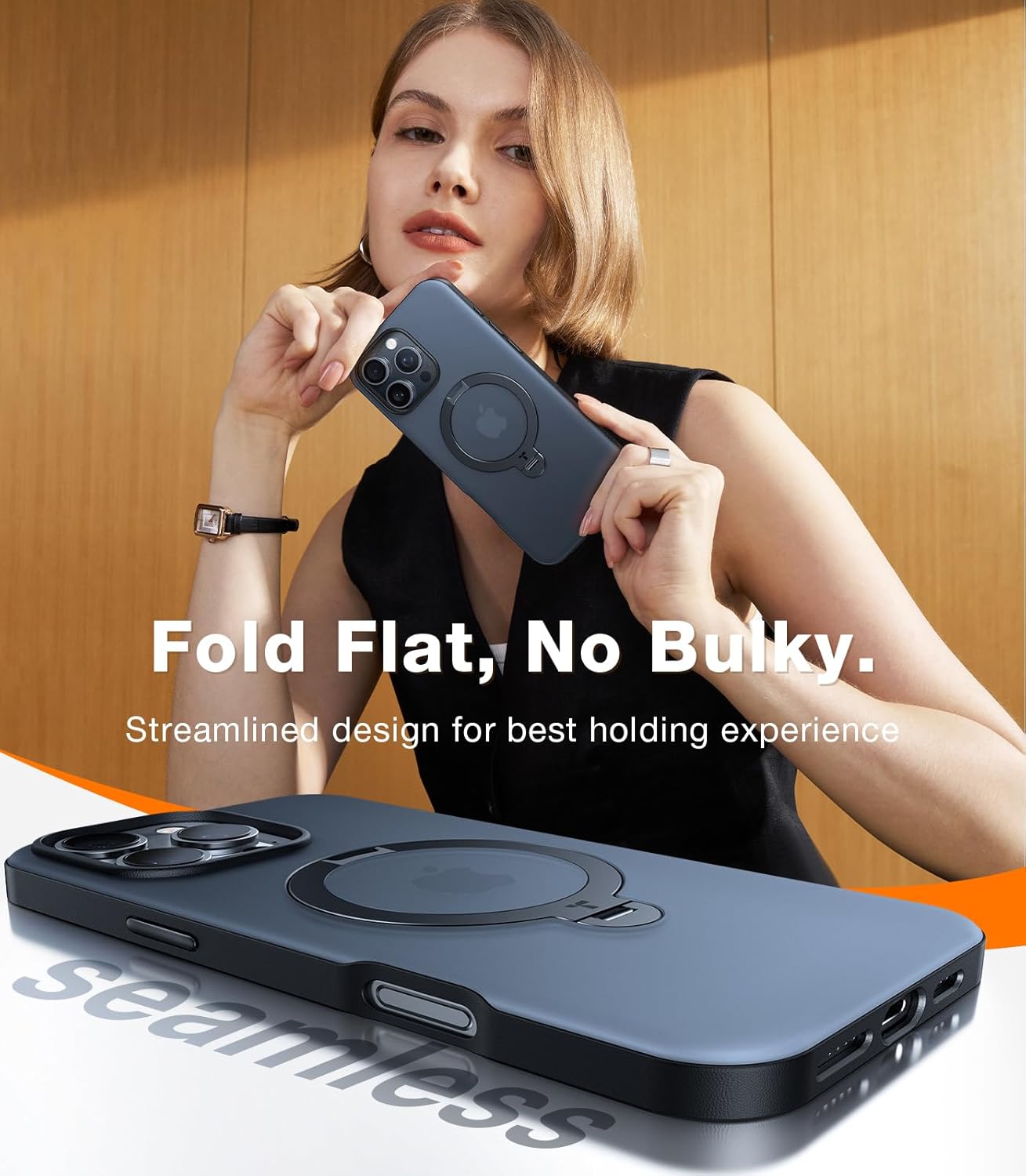 TORRAS Q3 360 Spin for iPhone 17 Pro Max Case Magnetic Stand, Compatible with Magsafe, Military Grade Protection, Camera Control, Built-in Kickstand 17 Pro Max Phone Case 6.9'', Clear